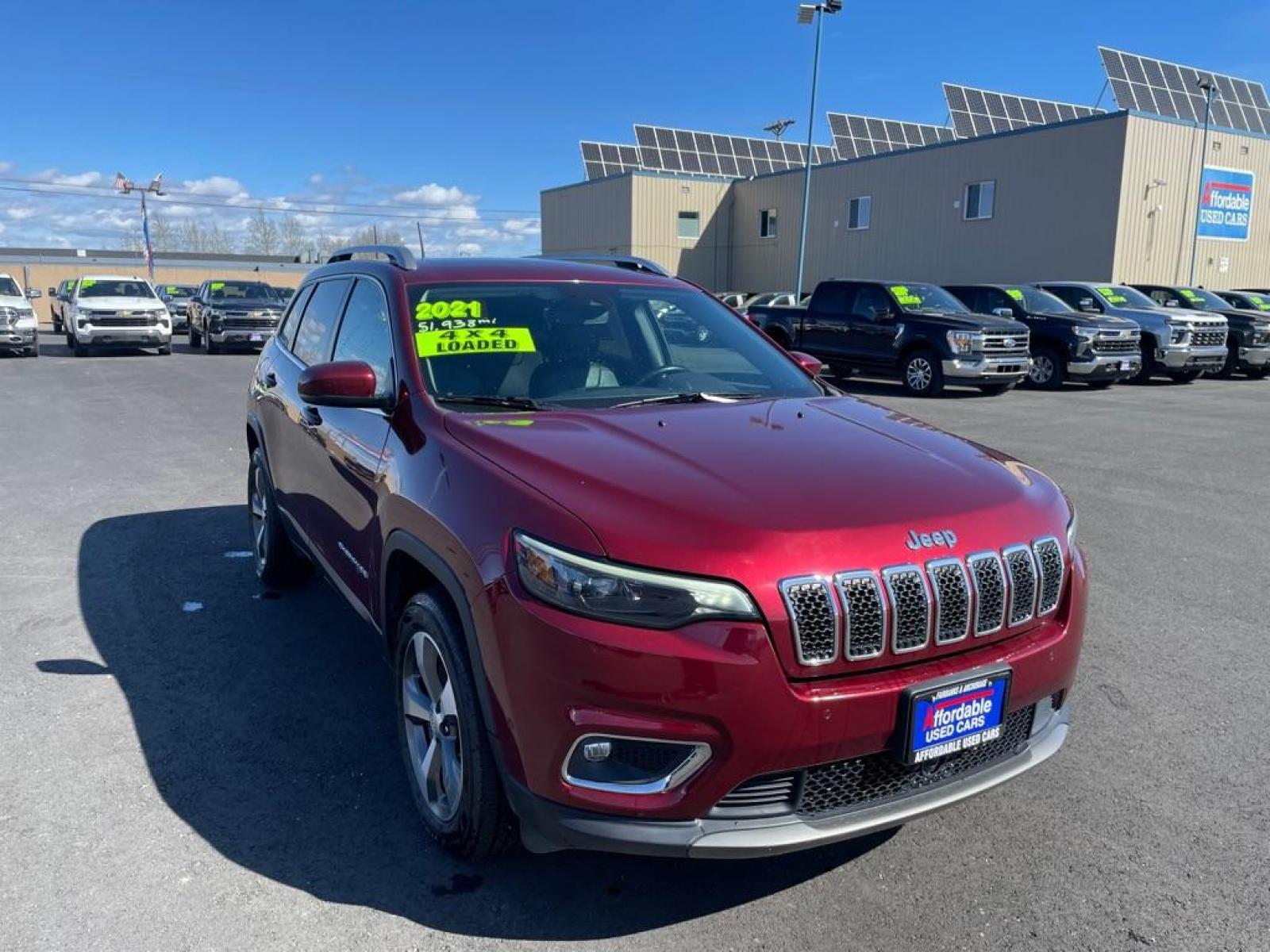 2021 RED JEEP CHEROKEE LIMITED (1C4PJMDX3MD) with an 3.2L engine, Automatic transmission, located at 2525 S. Cushman, Fairbanks, AK, 99701, (907) 452-5707, 64.824036, -147.712311 - Photo #0