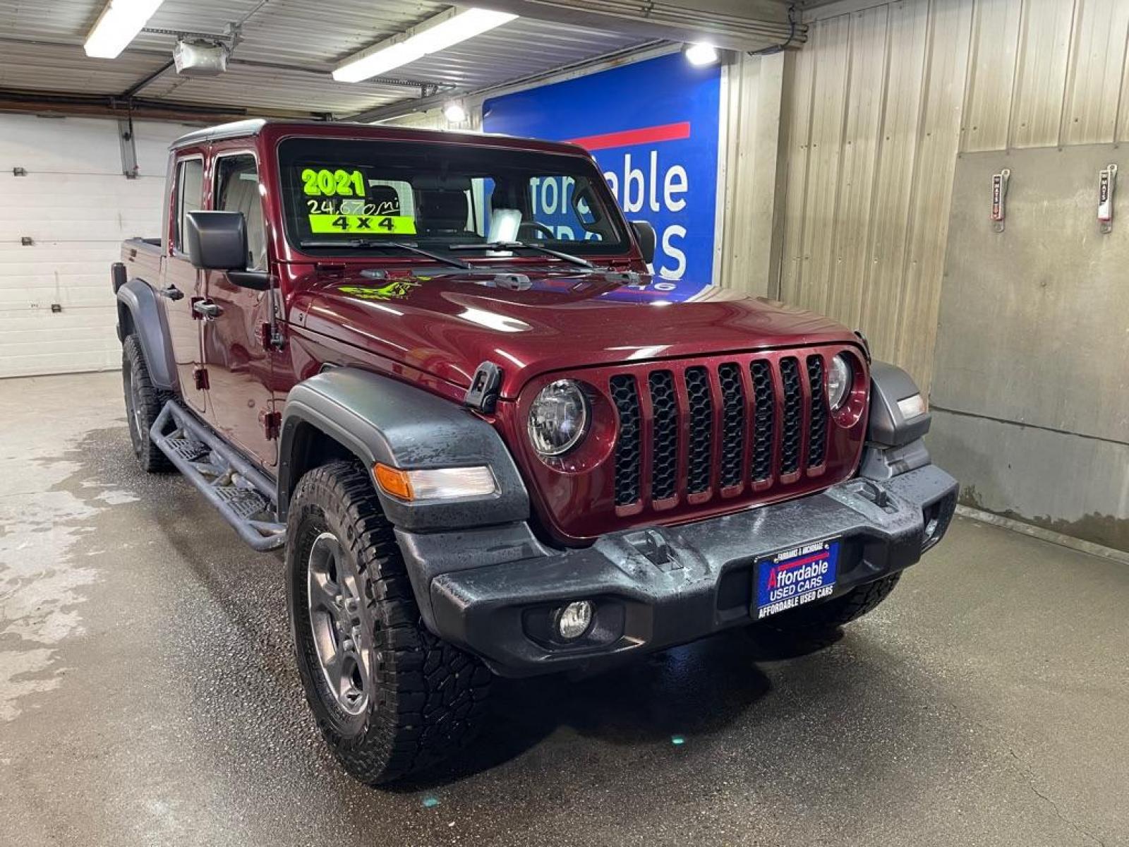 2021 MAROON JEEP GLADIATOR SPORT (1C6HJTAG5ML) with an 3.6L engine, Automatic transmission, located at 2525 S. Cushman, Fairbanks, AK, 99701, (907) 452-5707, 64.824036, -147.712311 - Photo #0