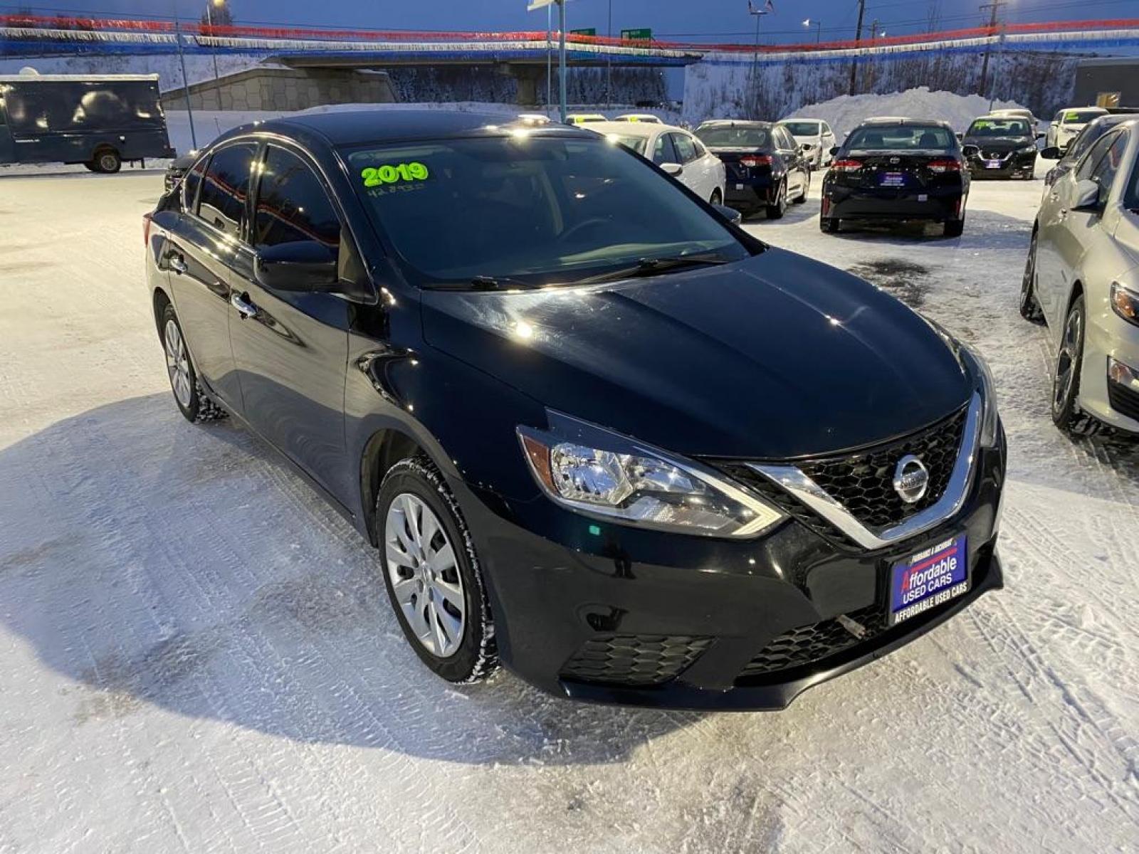 2019 BLACK NISSAN SENTRA S (3N1AB7AP2KY) with an 1.8L engine, Continuously Variable transmission, located at 2525 S. Cushman, Fairbanks, AK, 99701, (907) 452-5707, 64.824799, -147.711899 - Photo #1