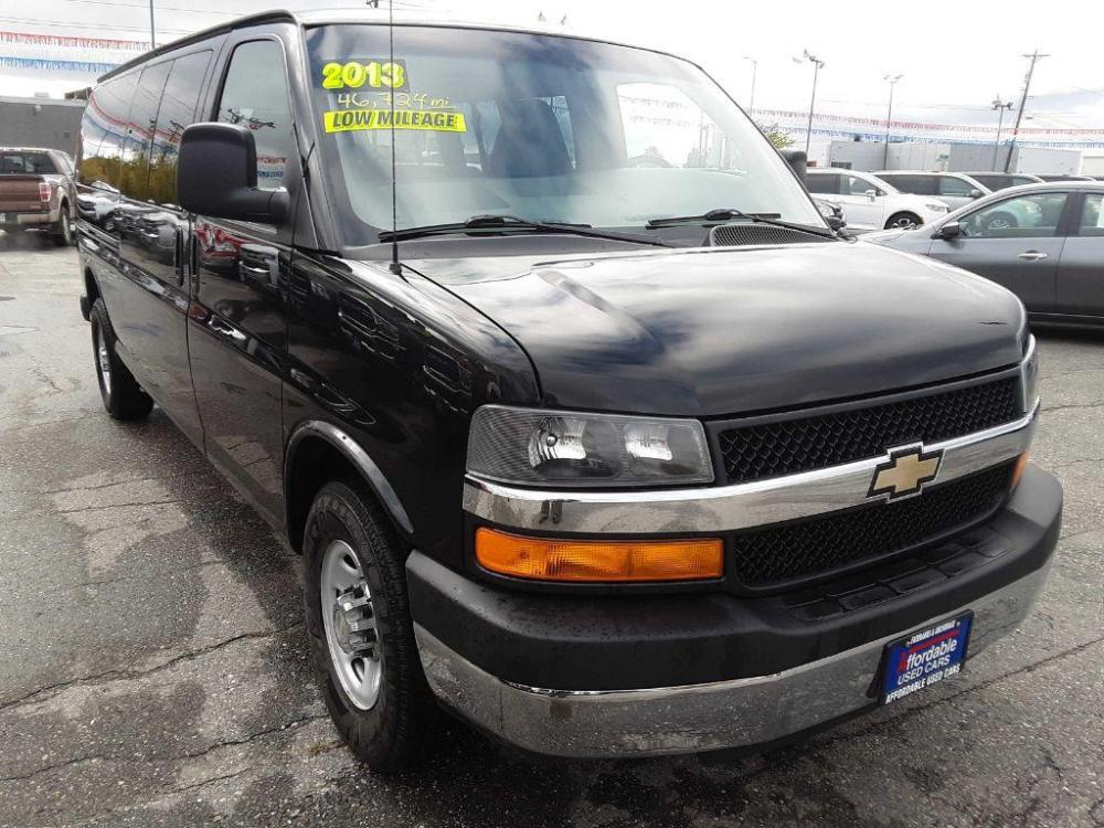 2013 BLACK CHEVROLET EXPRESS G3500 LT (1GAZG1FAXD1) with an 4.8L engine, Automatic transmission, located at 2525 S. Cushman, Fairbanks, AK, 99701, (907) 452-5707, 64.824799, -147.711899 - Photo #1