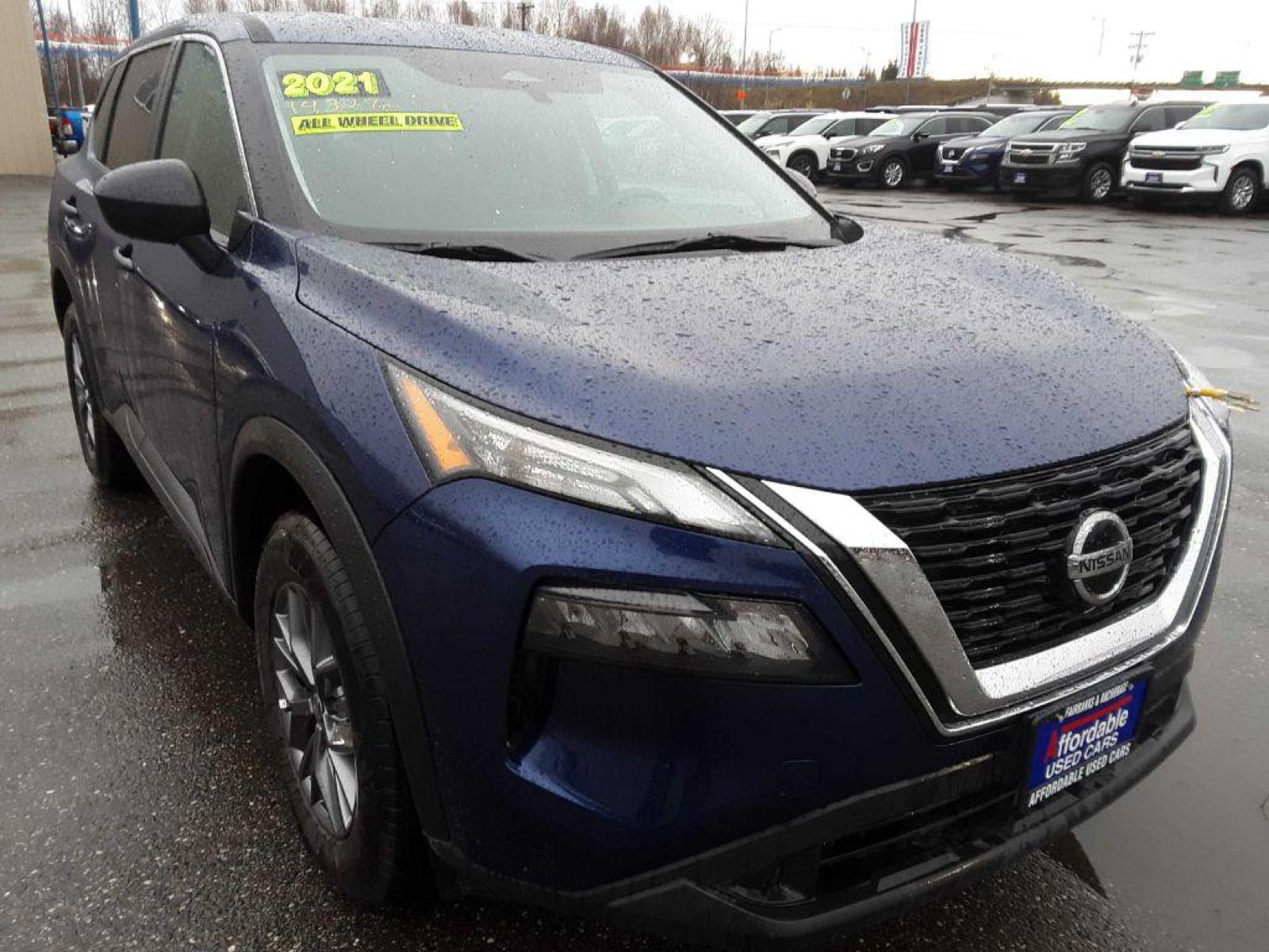2021 BLUE NISSAN ROGUE S (5N1AT3AB2MC) with an 2.5L engine, Continuously Variable transmission, located at 2525 S. Cushman, Fairbanks, AK, 99701, (907) 452-5707, 64.824799, -147.711899 - Photo #0