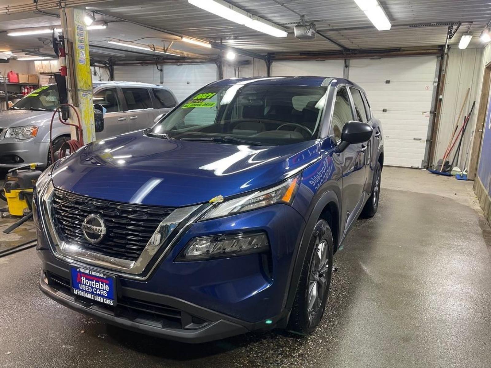 2021 BLUE NISSAN ROGUE S (5N1AT3AB5MC) with an 2.5L engine, Continuously Variable transmission, located at 2525 S. Cushman, Fairbanks, AK, 99701, (907) 452-5707, 64.824799, -147.711899 - Photo #2