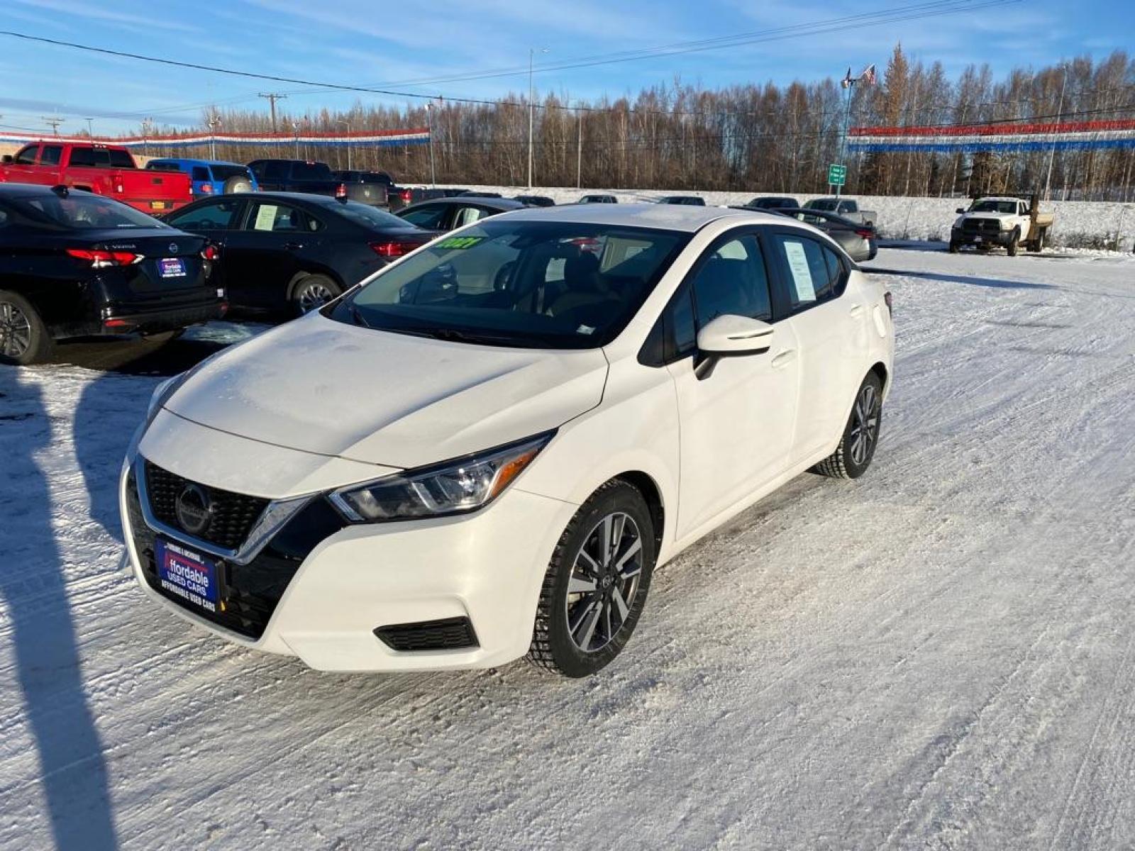 2021 WHITE NISSAN VERSA SV (3N1CN8EV9ML) with an 1.6L engine, Continuously Variable transmission, located at 2525 S. Cushman, Fairbanks, AK, 99701, (907) 452-5707, 64.824799, -147.711899 - Photo #0